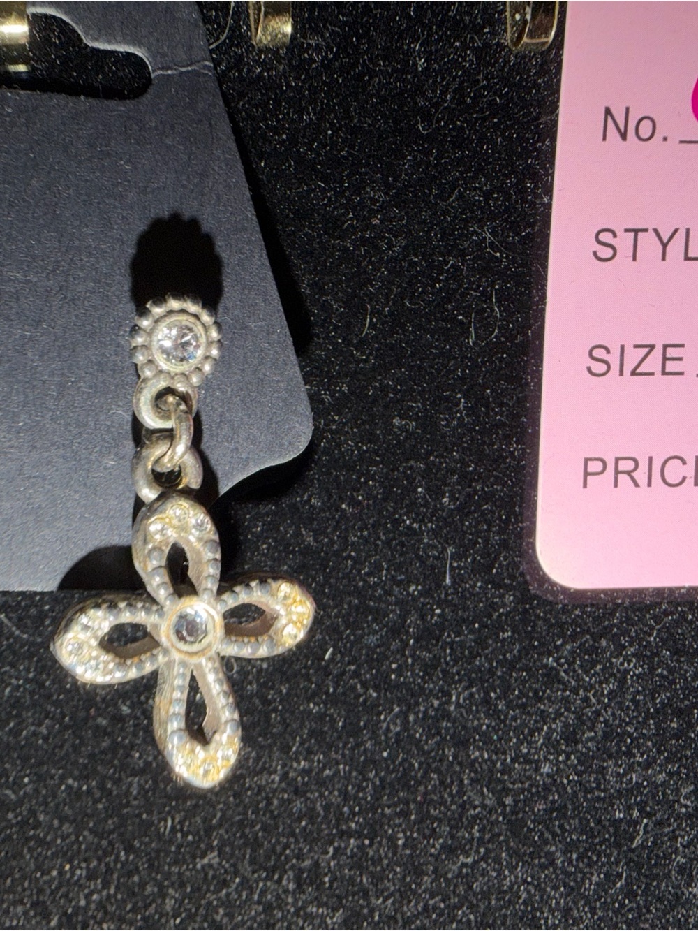 Brighton Silver Floral and cross Drop Earrings with black and gold accents